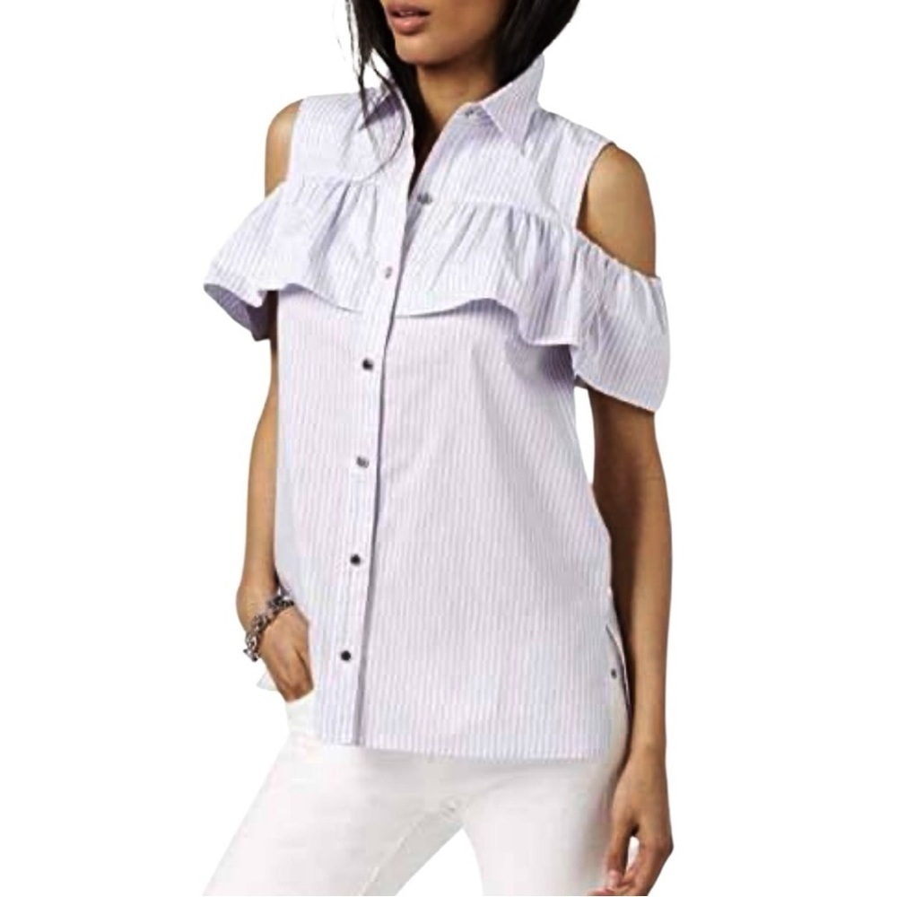 Michael Kors meticulous striped cold shoulder Top NWT Size Small